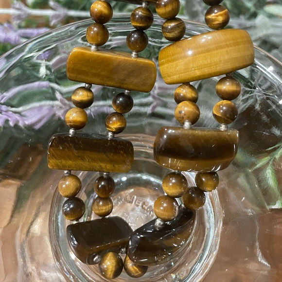 Genuine Tiger's Eye Doble Strand stone Bracelet - Picture 5 of 7